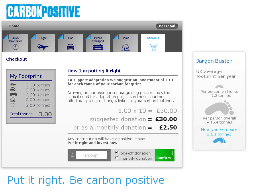 Carbon Positive - linking giving to Unicef to your carbon footprint