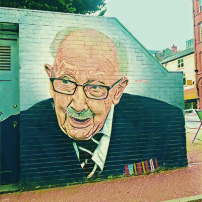 Captain Tom Moore - mural in the Northern Quarter, Manchester. Photo: Howard Lake