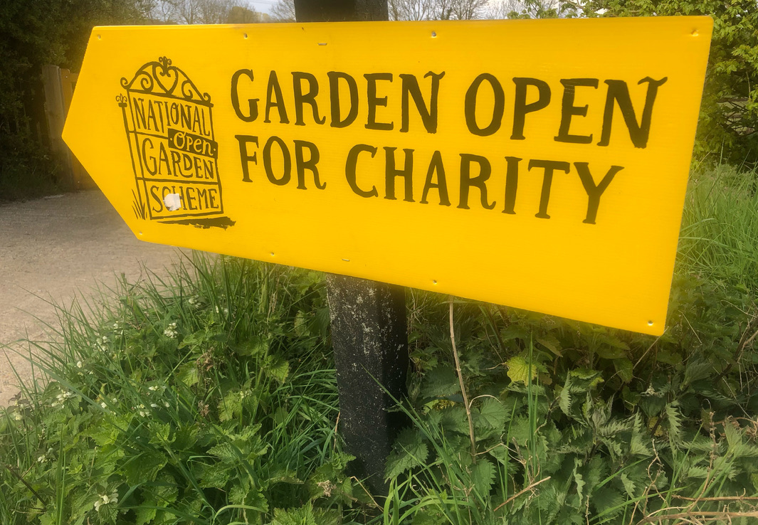 National Open Garden Scheme sign. Garden open for charity. Photo: Howard Lake