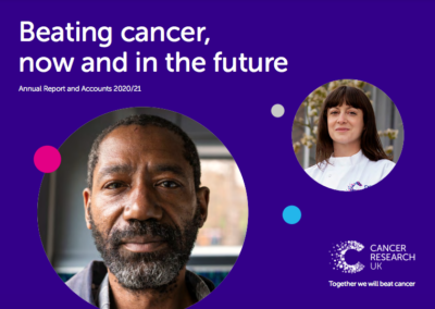 Cover of Cancer Research UK's 2020/21 annual report