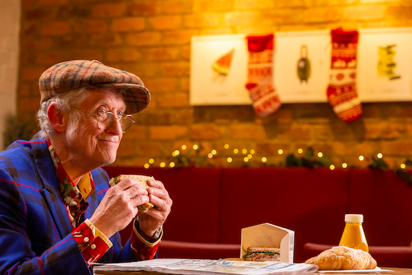 Noddy Holder with Pret's Christmas sandwich