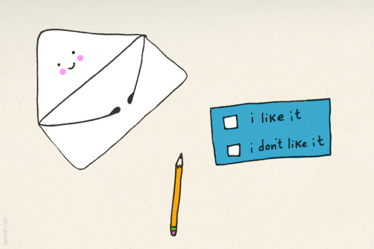 Envelope and feedback form with pencil - image: Sumall