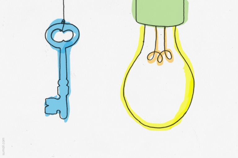 Key and lightbulb illustration. Image: sumall.com