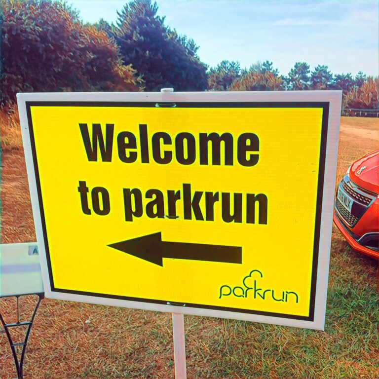 Welcome to parkrun sign. Photo: Howard Lake