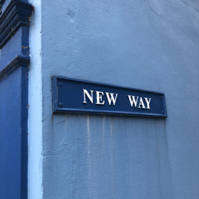 New Way sign in blue on a blue background, Pembroke. Photo: Howard Lake