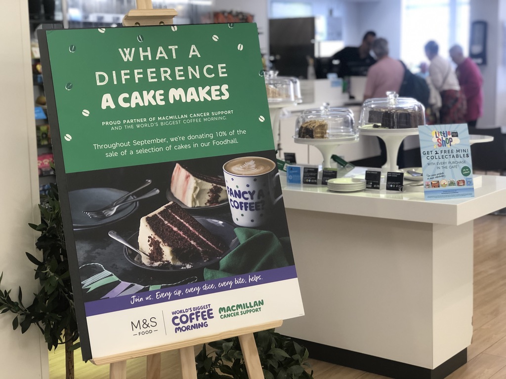 What a difference a cake makes. M&S supports Macmillan's World's Biggest Coffee Morning. Photo: Howard Lake