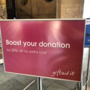 Boost your donation by 25% with Gift Aid - sign at Bristol Museums and Galleries. Photo: Howard Lake