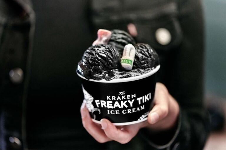 A tub of black Kraken ice cream