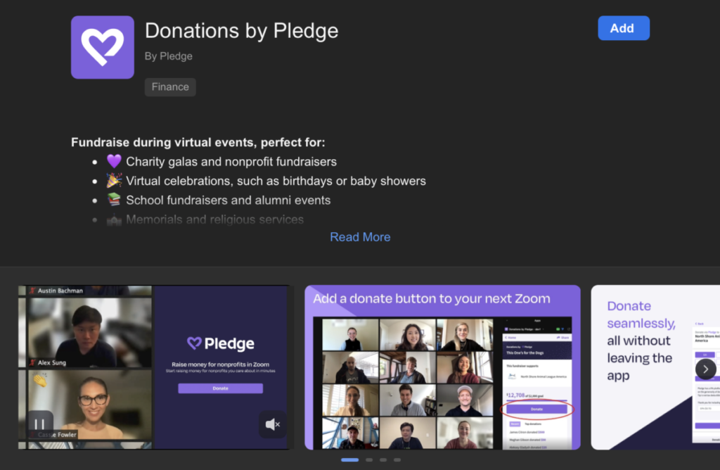 Add a donate button to your Zoom calls with Pledge