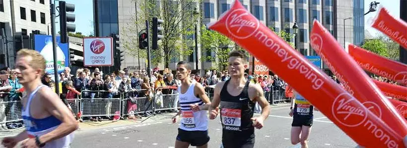 Virgin Money Giving branded clappers at the London Marathon