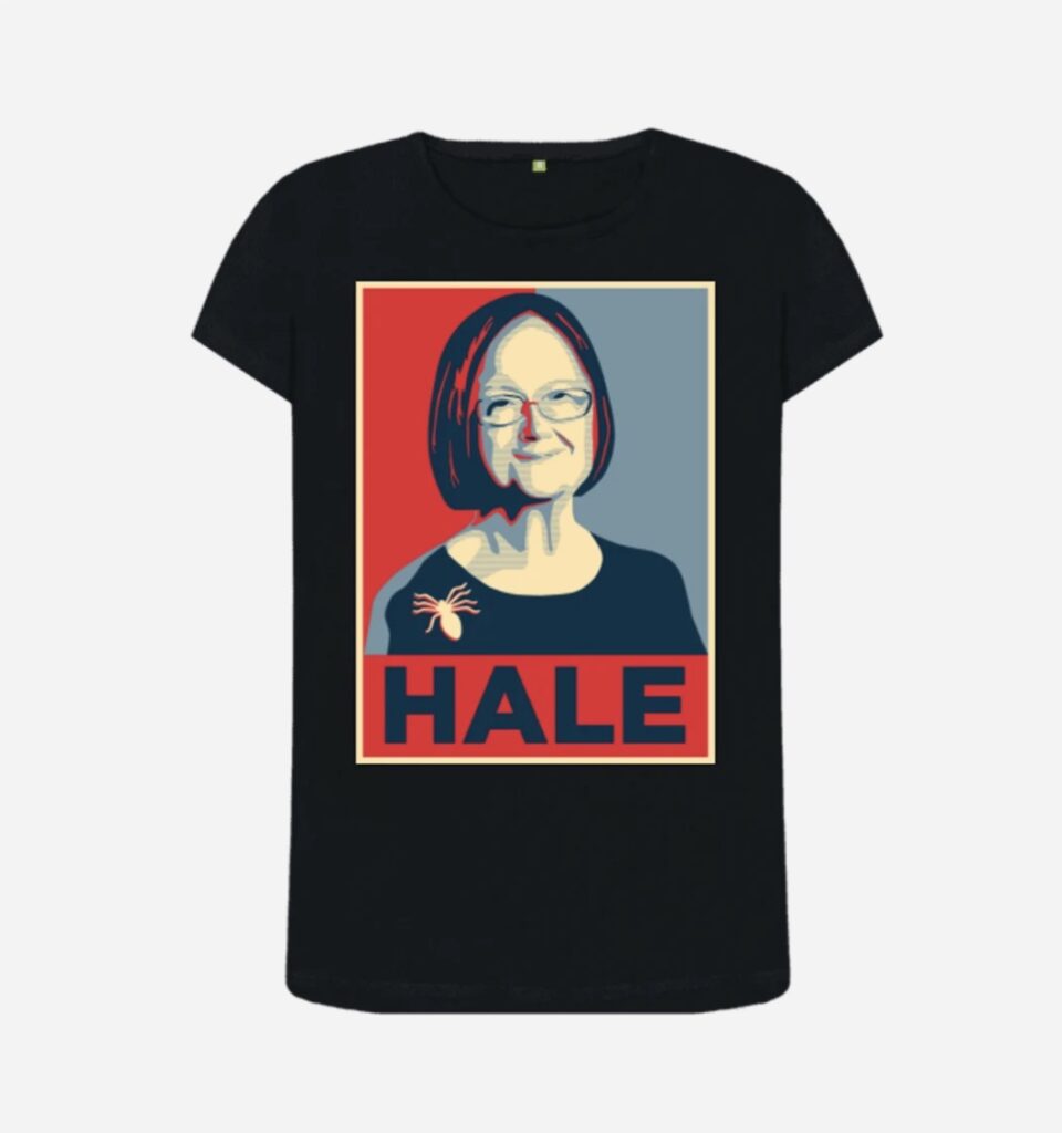 Lady Hale and her spider brooch t-shirt