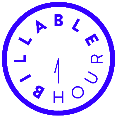 Billable Hour campaign logo - in the form of a clockface with the number one pointing downwards like two clock-hands