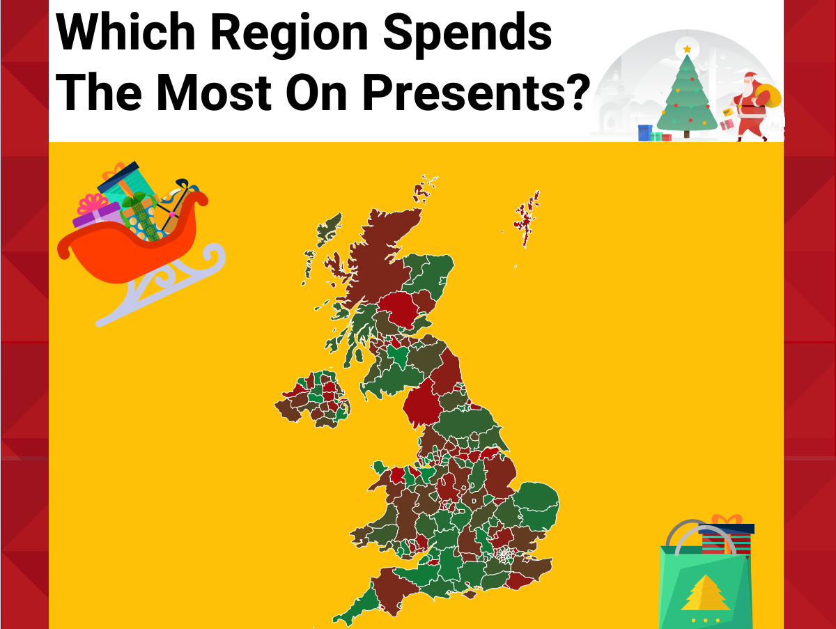 Which region spends the most on presents? Map of the UK.