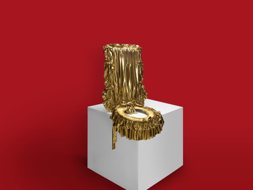 Fashion Designer Pam Hogg's toilet seat design for the WaterAid x Rankin Best Seat in the House for World Toilet Day 2021