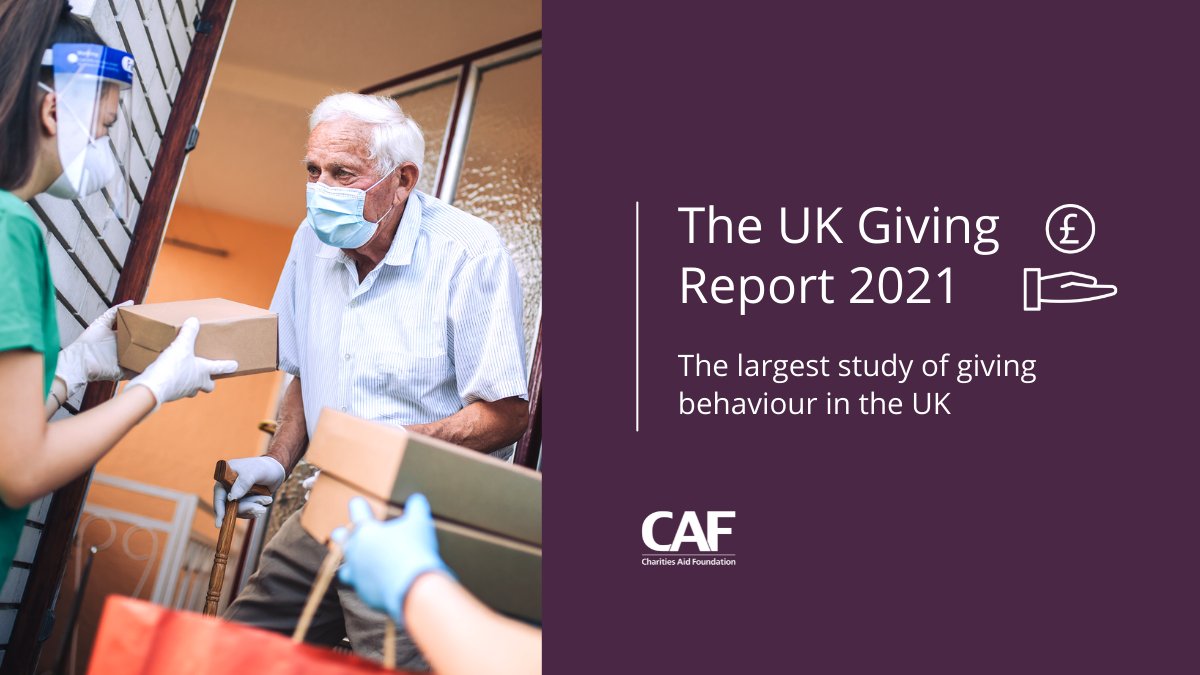 Cover of The UK Giving Report 2021 - "the largest study of giving behaviour in the UK" by CAF