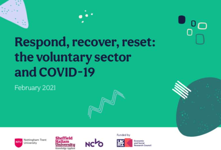 Cover of NCVO's Respond Recover Reset report from February 2021