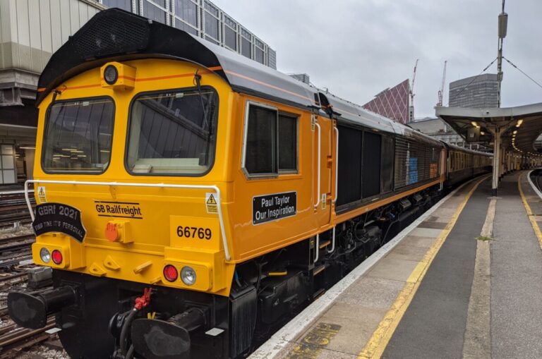A train with the Prostate Cancer UK brand on it