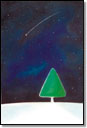 Amnesty International UK Section Charitable Trust Christmas card design, showing a triangular green Christmas tree on snow against a dark night sky.