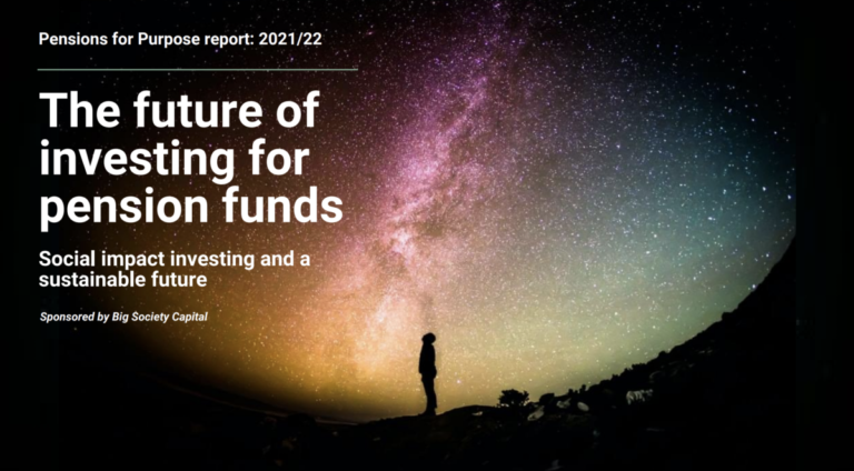 Cover of a report 'the future of invresting for pension funds'