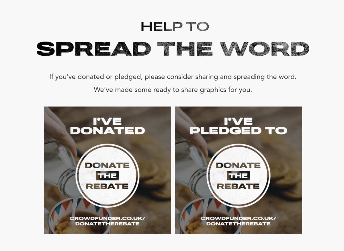 Crowdfunder offers images to help people share its Donate the Rebate campaign