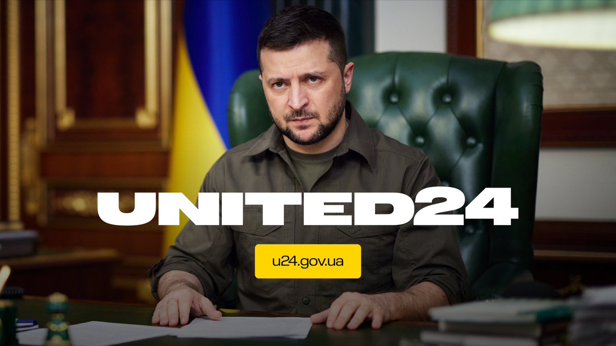 Announcement by President Zalenskyy of United24 online giving platform for Ukraine. Image: United24