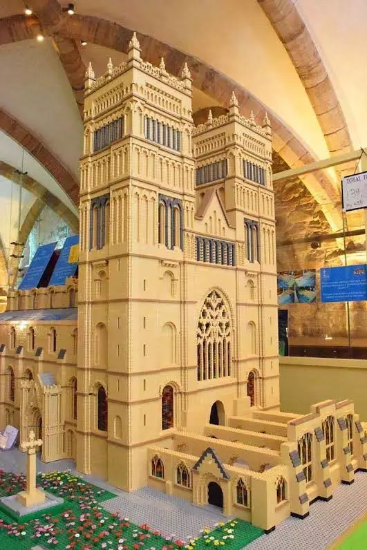 The Western towers of Durham Cathedral in LEGO