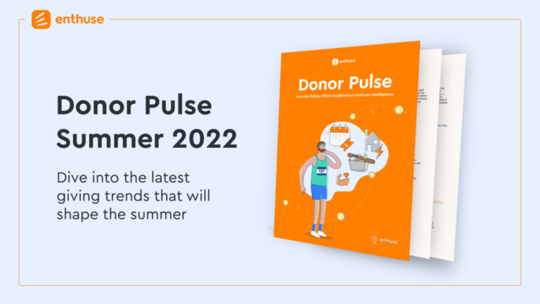 Enthuse's Donor Pulse Summer 2022 edition, with mockup of the report's cover