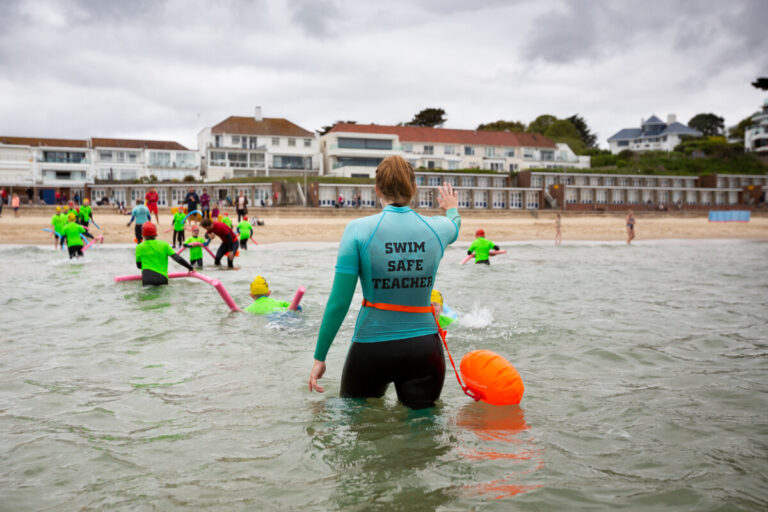 Swim Safe programme taking place on the beach at Shore Road, Poole. Credit: RNLI/Nathan Williams