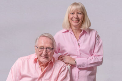 Joe and Julie Foster in pink shirts