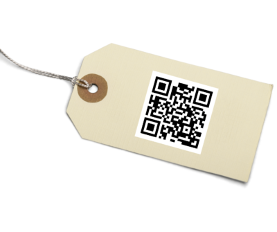 Shopping tag with QR code. Created by Howard Lake using canva.com