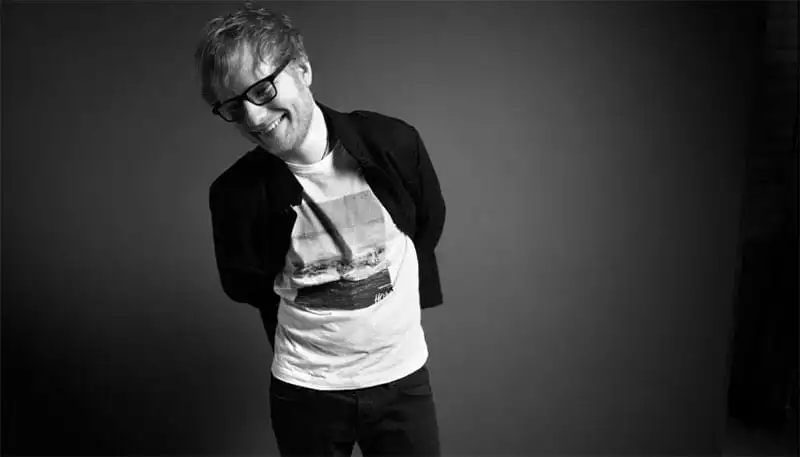 Ed Sheeran (black and white portrait). Via CharityStars
