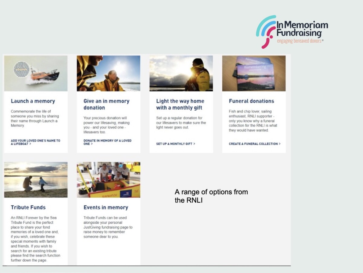 RNLI in memory donation options