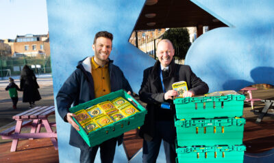 allplants CEO JP Petrides delivering meals to Manorfield Primary School in east London