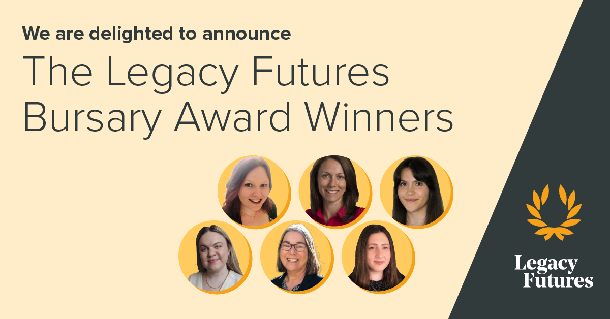 A banner showing the headshots of the 2023 Legacy Futures Bursary Awards