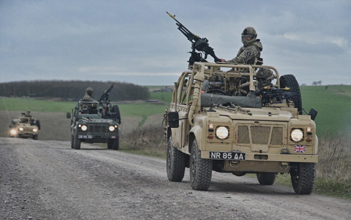 A convoy of Army landrovers