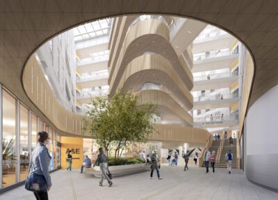 An architect's impression of the interior of the planned Oriel centre for eye health. Architectural impression, courtesy of AECOM / Penoyre & Prasad / White Arkitekter