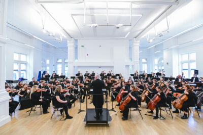 RWCMD Symphony Orchestra rehearsing in Old Library. Credit Kirsten McTernan