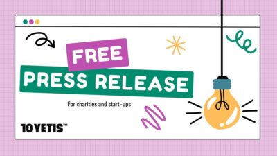 Promo image for 10 Yetis free press release initiative for charities and start ups