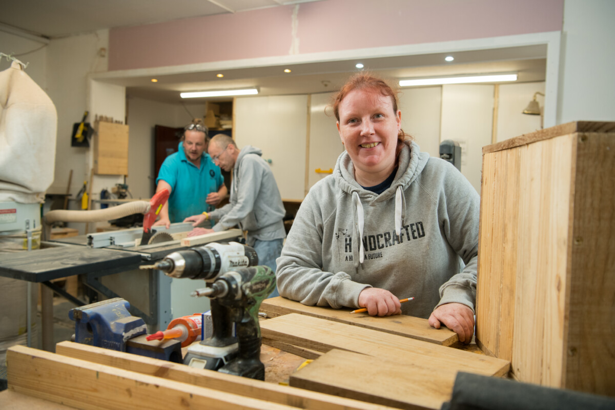 Lloyds Bank Foundation for England & Wales Regional Manager, Neil Shashoua, visits Handcrafted in Gateshead. Photographer: Simon Veit-Wilson