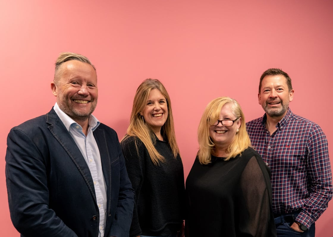Image: L-R Nick Dixon, Founder and Group CEO, The Salocin Group and CEO of Edit Agency Limited.; Emma Bleet Managing Partner at Edit; Janet Snedden Founder of CustomerKIND; J Cromack Chief Growth Officer at Edit Agency Limited.