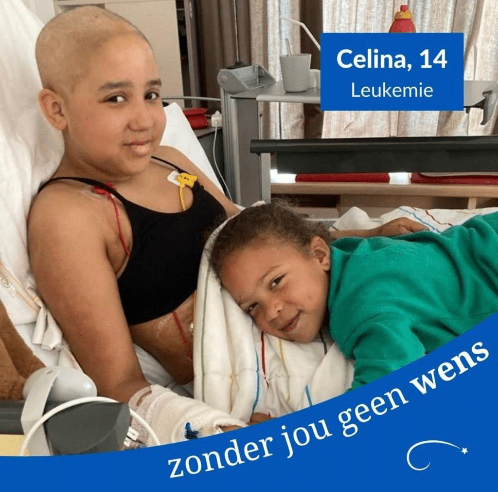 Celina, 14, lying in a hospital bed.

Zonder jou geen wens