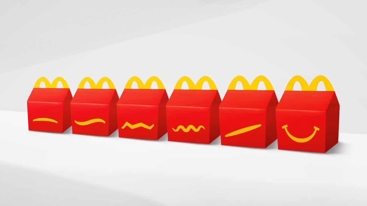 McDonald's Happy Meal boxes with emotion stickers