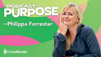 Philippa Forrester on a graphic promoting Podcast on Purpose