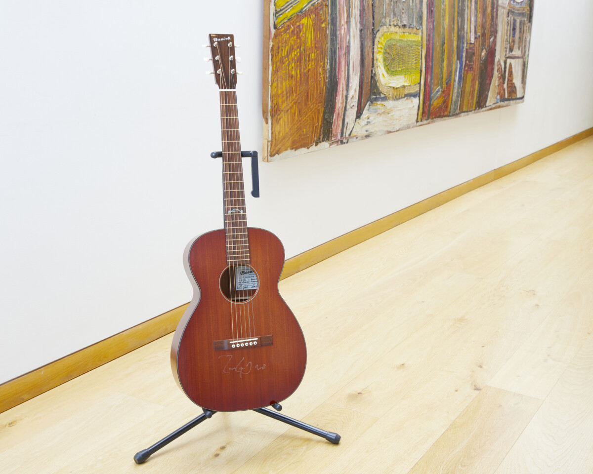 A guitar signed by Mark Knopfler. Credit Andre Ainsworth