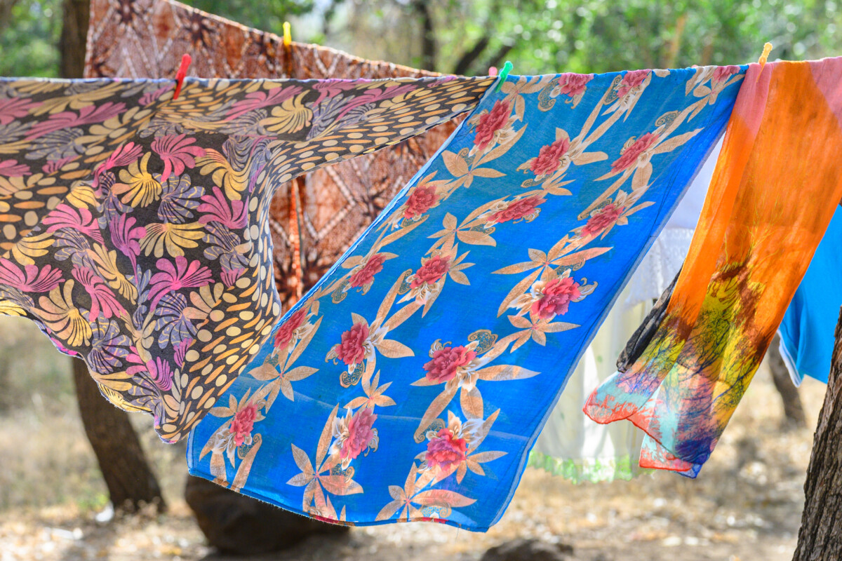 Clothes drying at Anjela Jastini Kivuyo's home in Mbuyuni, Tanzania.