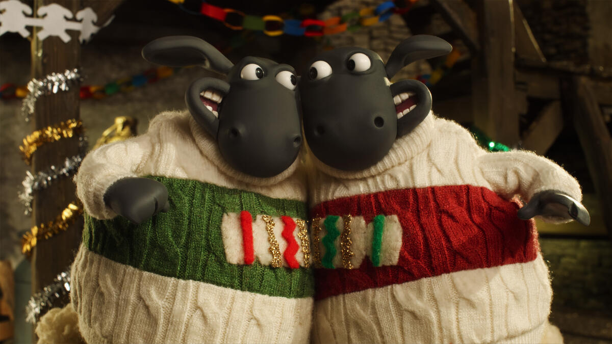 Shaun the Sheep characters in their Christmas jumpers for Save the Children's Christmas Jumper Day