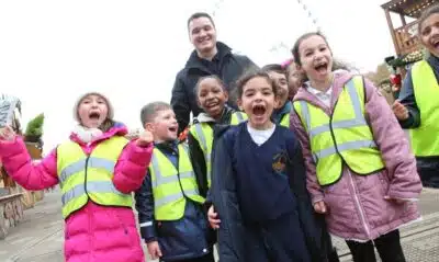 Schoolchildren at the Winter Wishes event.