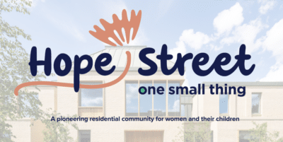 Hope Street - one small thing. Logo of Hope Street against image of their building.