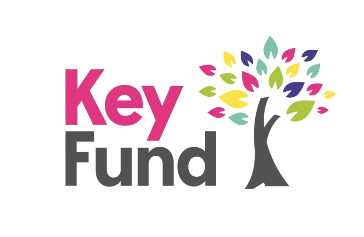 Key Fund logo with tree with multi-coloured leaves
