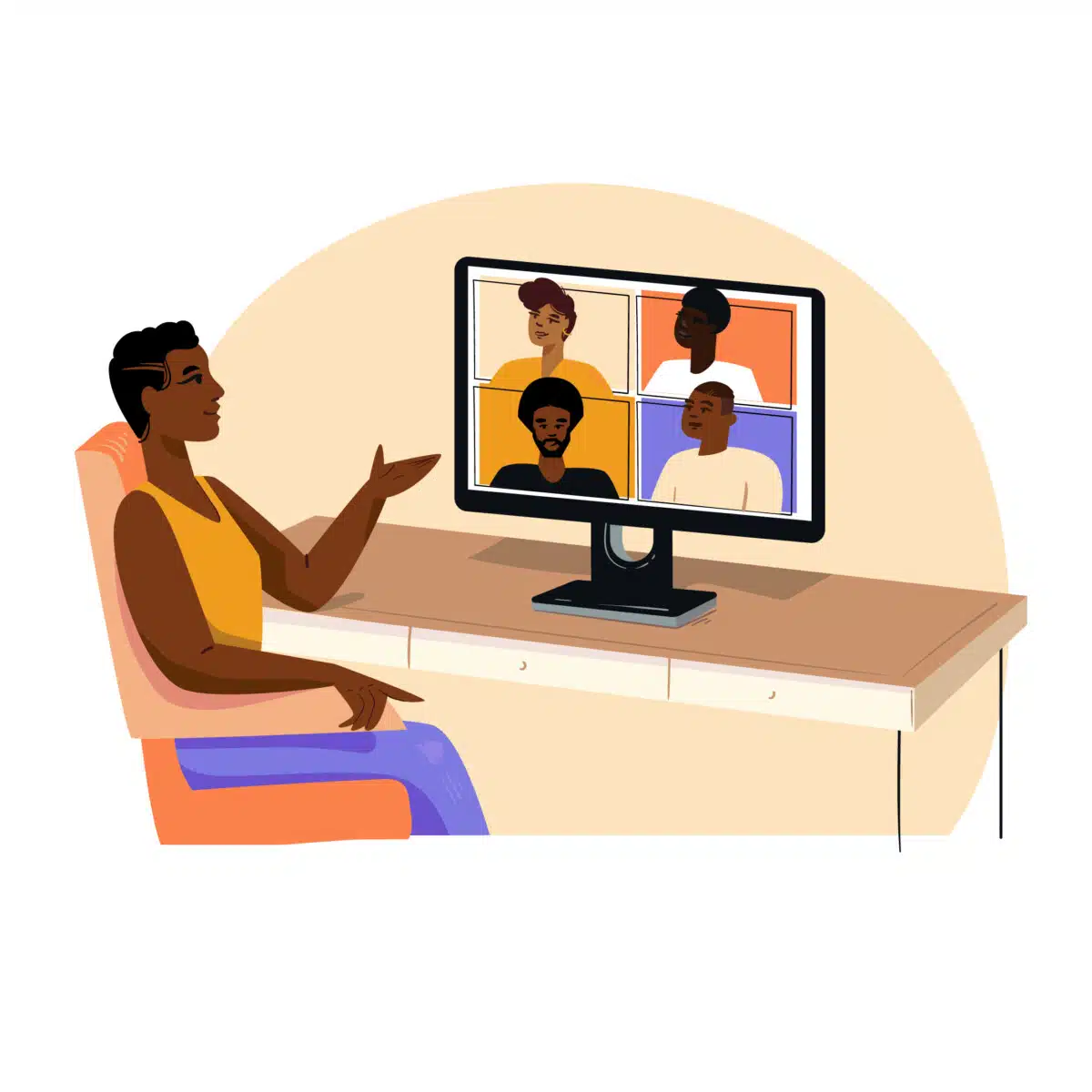 Woman CEO in an online meeting.